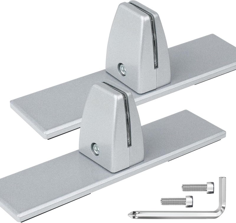 First-zgel 2 Packs Sneeze Guard Clamp Bracket, Sneeze Guard Shield Base for Countertop, Stick On Heavy Duty Auminum Partition Guard Clamp, Panel Support Clamps Stand for Clear Acrylic Desktop Counter Reception - Image 1